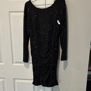 Glamorous Black Sequin Long Sleeve Dress